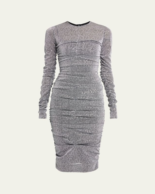 Sequined Body-Con Ruched Dress